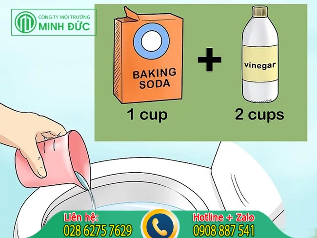 C&aacute;ch th&ocirc;ng nghẹt bồn cầu bằng Baking soda (muối nở) + Giấm ăn