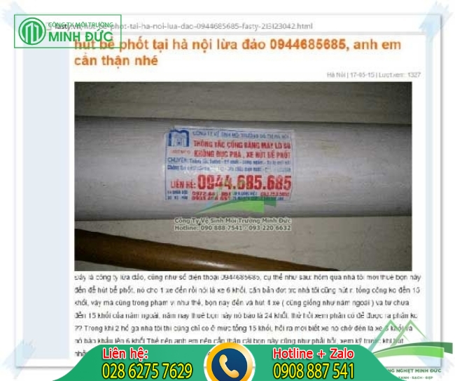 dịch vụ h&uacute;t hầm cầu