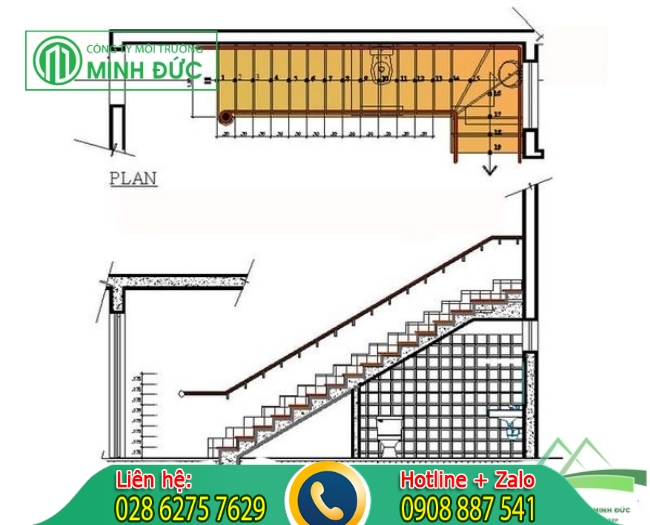 Bản vẽ d&agrave;nh cho g&otilde; cầu thang nằm ở b&ecirc;n phải