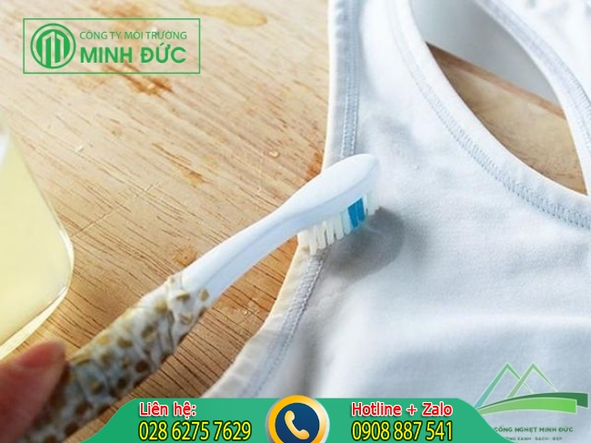 Sử dụng b&agrave;n chải để chải sạch vết mốc đen tr&ecirc;n quần &aacute;o m&agrave;u