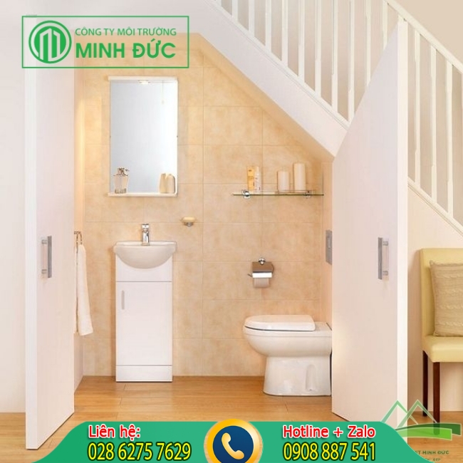 Nh&agrave; vệ sinh dưới gầm cầu thang mẫu bảy